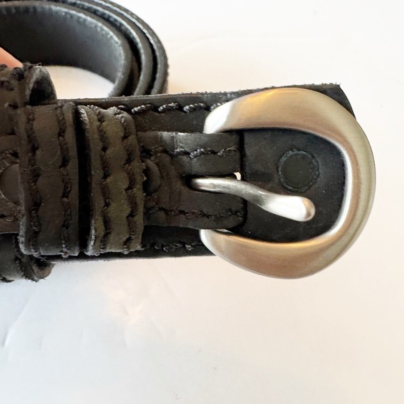 Duluth Black Leather Belt Style 92613 Brass Buckle Double Tongue Men's Size 50 - Picture 3 of 12